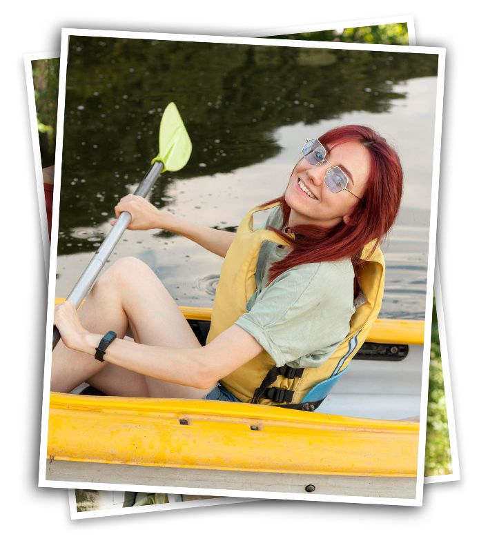 teen girl in kayak